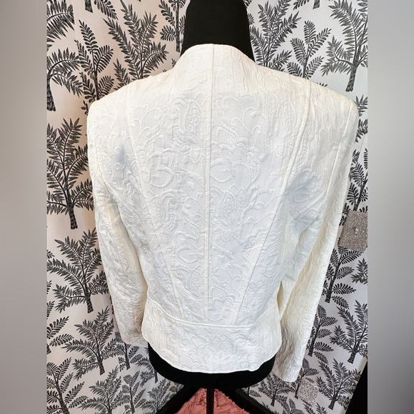 Louben white Jacquard Jacket Zip Up size 6 - Picture 4 of 8